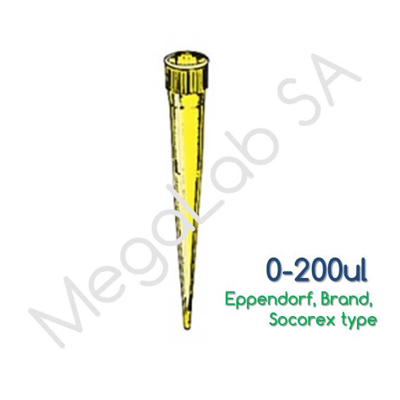 Ρύγχη αυτόματων πιπετών 0-200μl, κίτρινα (Tips Eppendorf, Brand, Socorex Type) 