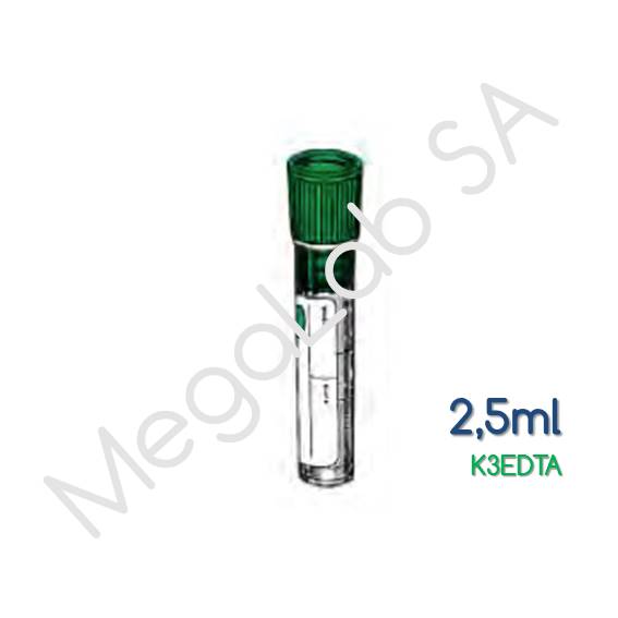 Σωληνάρια απλά πλαστικά (ΡΡ) διαφανή Κ3EDTA, όγκου 2,5ml.